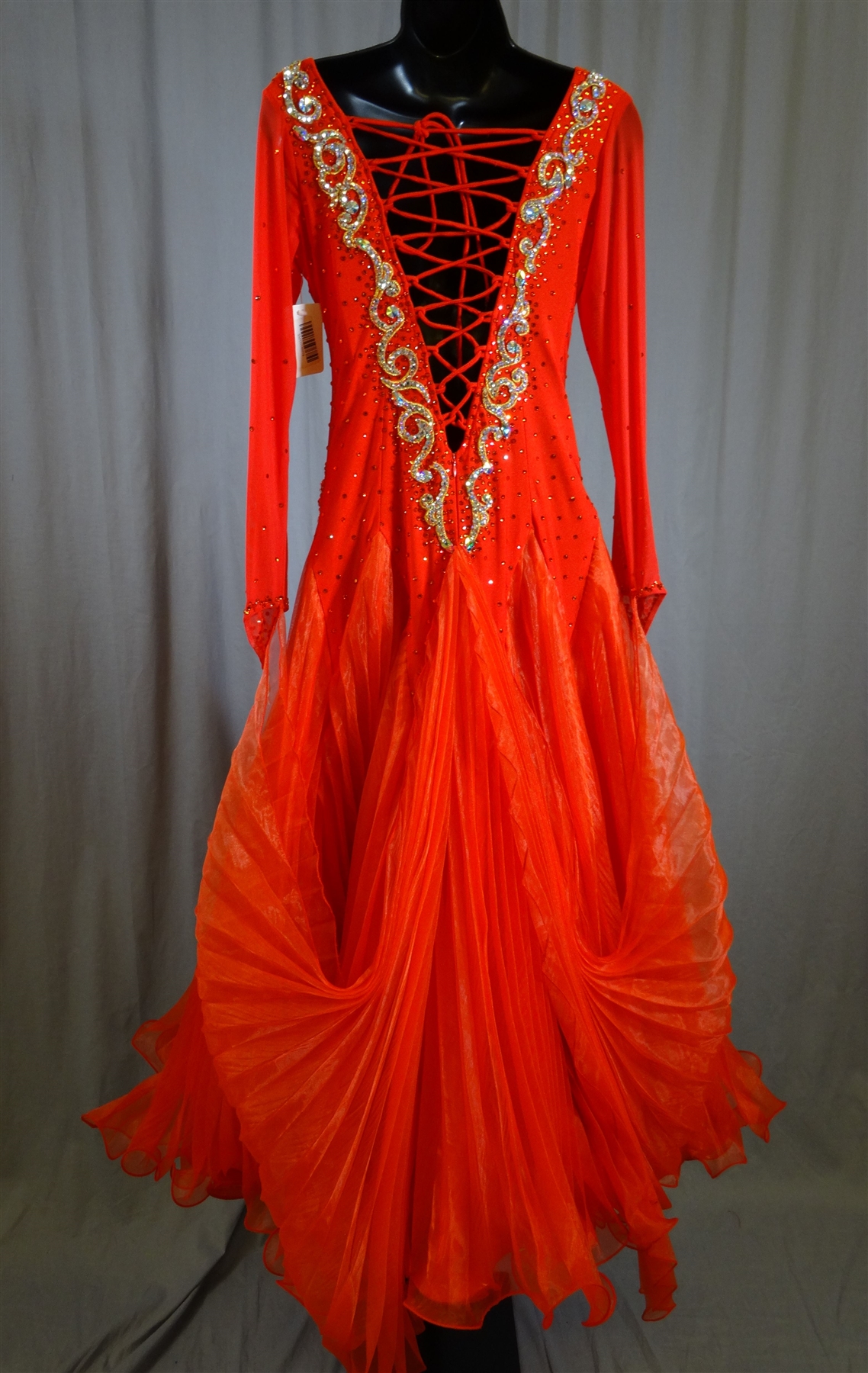 Elegant Red Long Sleeves Ballroom Dress